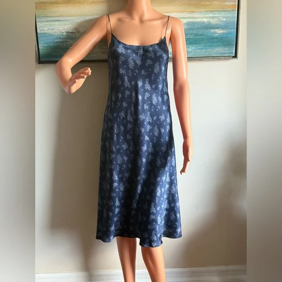 vince navy silk dress Vince Silk Midi Dress Marine